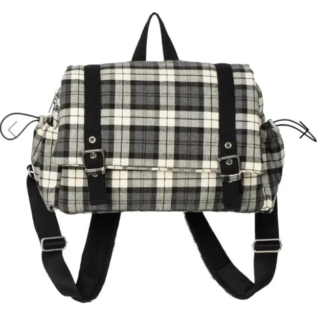 파히섬 네모 체크 백팩 아이보리