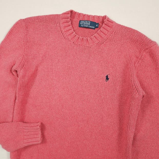 M(95) 폴로 랄프로렌 크루넥 코튼 니트 핑크