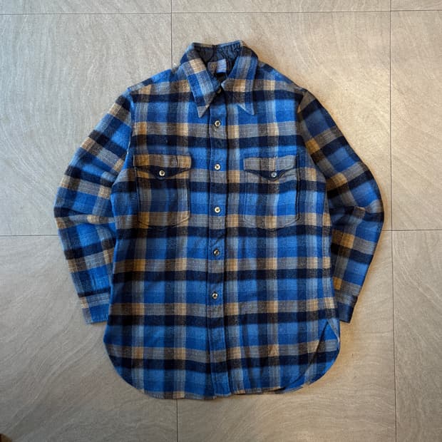80년대 미국 생산 펜들턴 체크 울 셔츠 