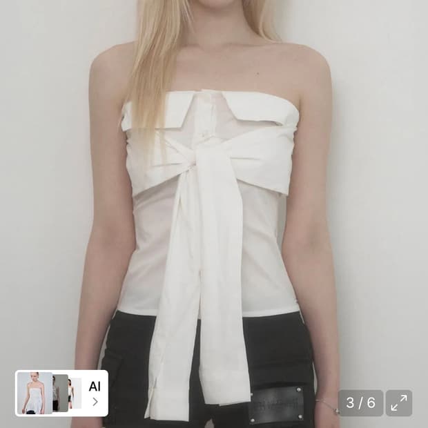 에트오소메 Tie Shirt Tube Top (White)