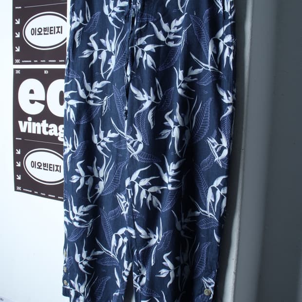 W(S-XL) 컬럼비아 면바지 팬츠 플라워 네이비 린넨 마-P10440