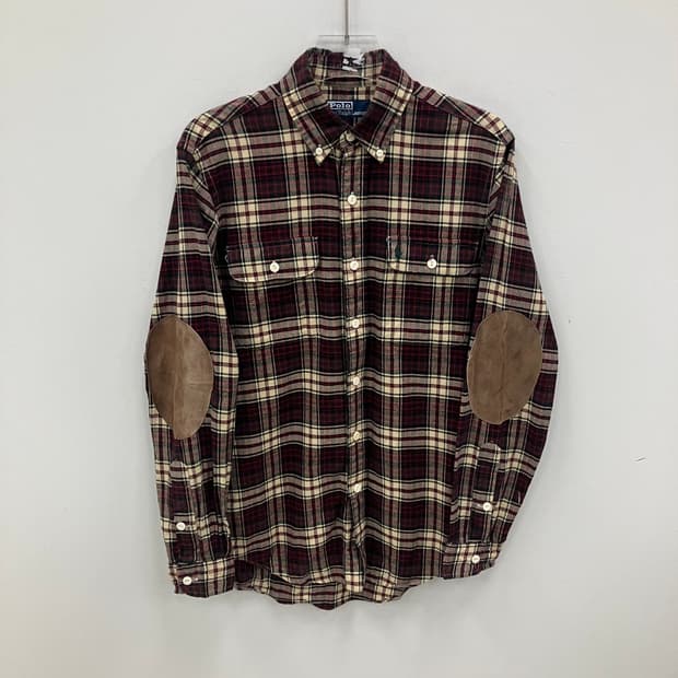 폴로 랄프로렌 엘보우 패치 체크 셔츠 S