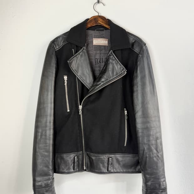 존 갈리아노 울+레더 라이더 자켓