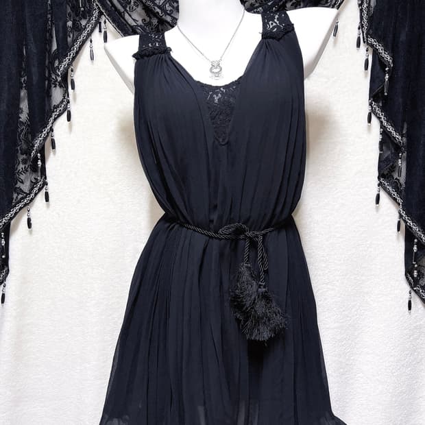 로맨틱고딕 고스펑크 블랙 레이스 쉬폰원피스 드레스 아카이브 핀터 페어리