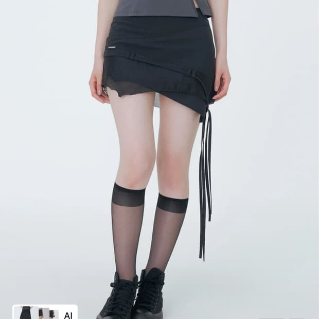 미세키서울 Diagonal sheer string mini skirt