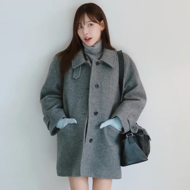 튜드먼트 클래식 울 하프코트 그레이