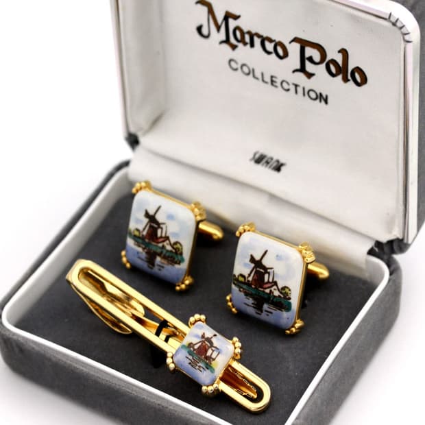 스왕크 A등급 5.8cm 도자기 한정판 명품 넥타이핀 커프스 세트