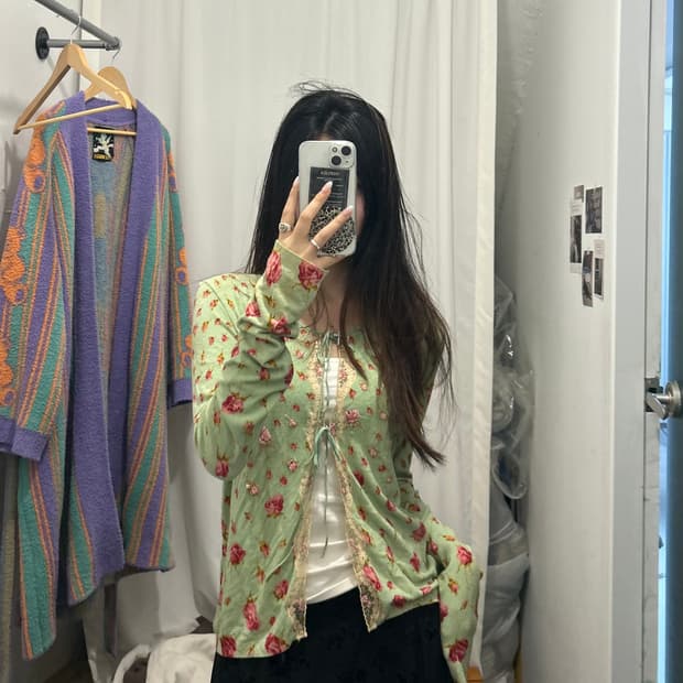 빈티지 가디건 실크100 안나 모리나리