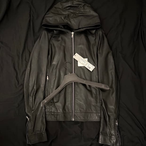 릭 오웬스 13fw 플린스 후드 레더자켓