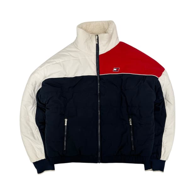 타미힐피거 스포츠로고 컬러블록 리버시블 플리스 패딩 자켓
