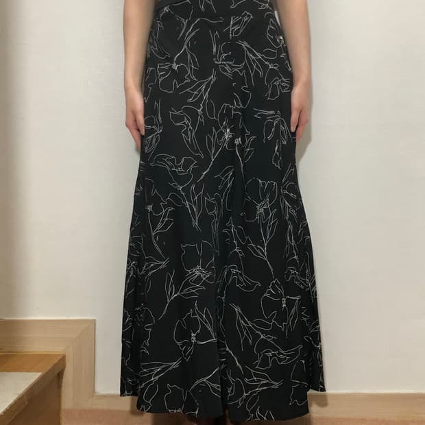 빈티지 블랙 오리엔탈 롱 스커트