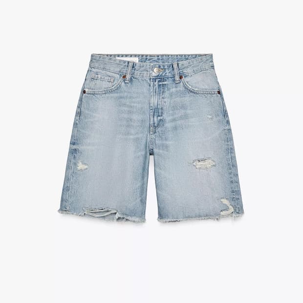 Zara TRF 미드라이즈 디스트로이드 버뮤다 팬츠