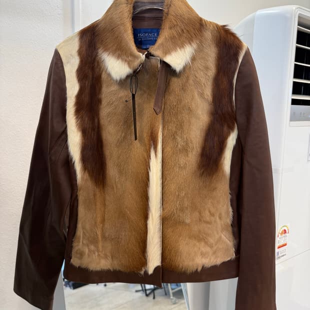ISO FACE Brown Lambskin Leather Jacket  