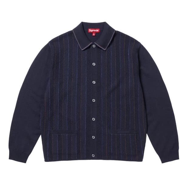슈프림 헤링본 가디건 네이비 M