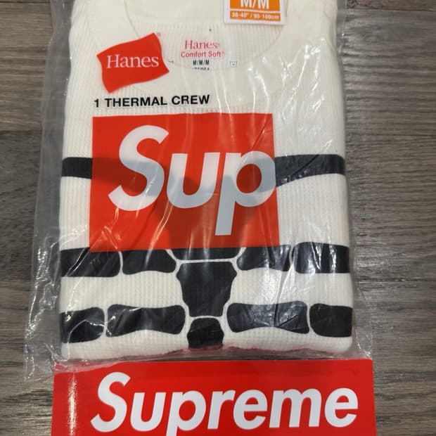 슈프림 헤인즈 써멀 크루넥 티셔츠 화이트