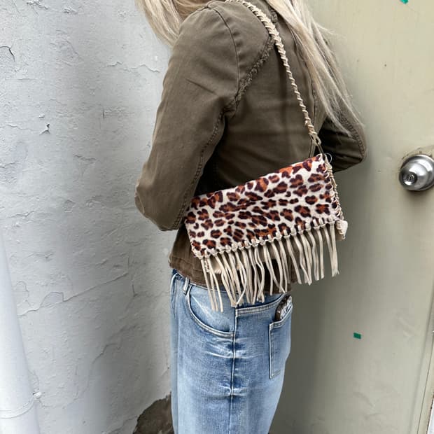 00s y2k 레트로 스웨이드 프린지 가방