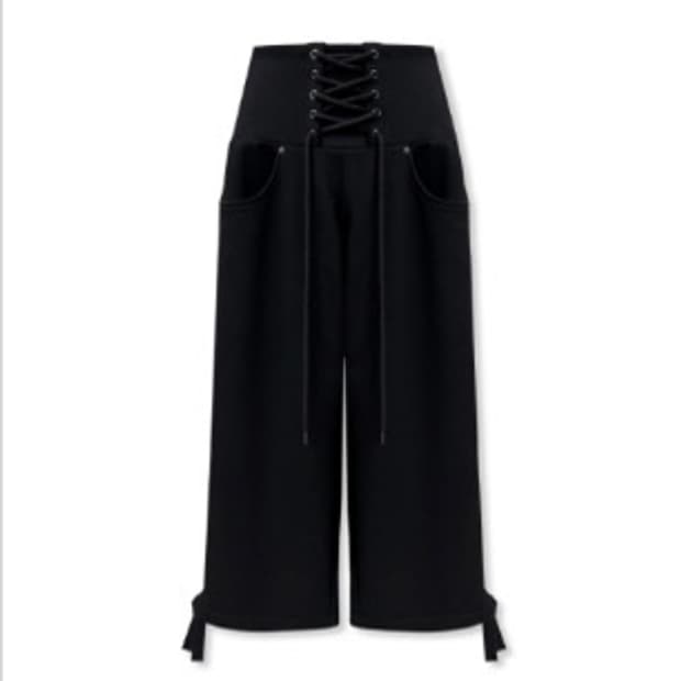 0104 공일공사 no.14 와이드 레이스업 스웨트팬츠 블랙