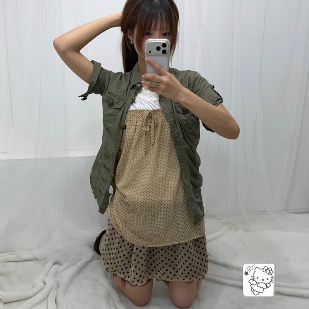𖤐카키 도트 코디set𖤐 