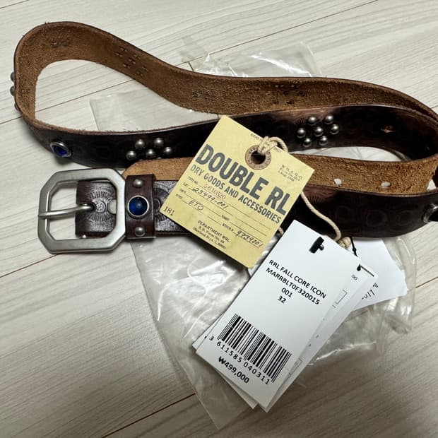 더블알엘(RRL) 라스코 스터드 레더 벨트 32