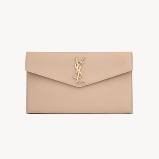 (새상품) 생로랑 업타운 엔벨로프 클러치 다크베이지