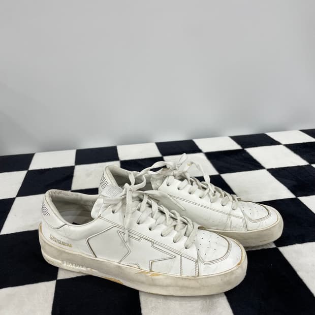 정품) 골든구스 스타단 화이트 레더 스니커즈 (39)