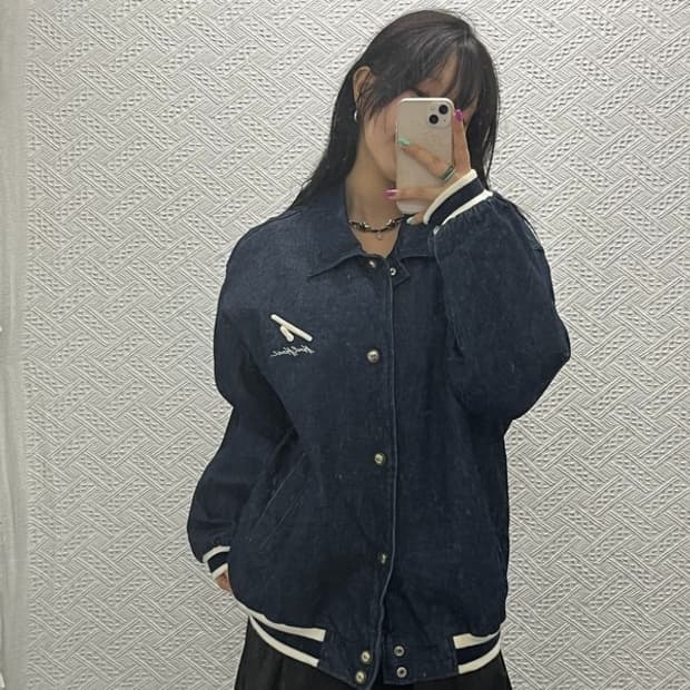 칼 카니 올드스쿨 힙합 데님 바시티 자켓 M C06686