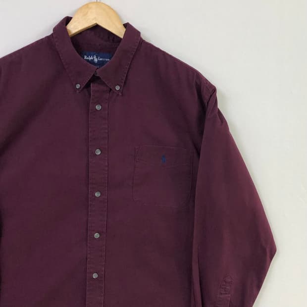 Xxl 폴로 버건디 솔리드코튼 셔츠