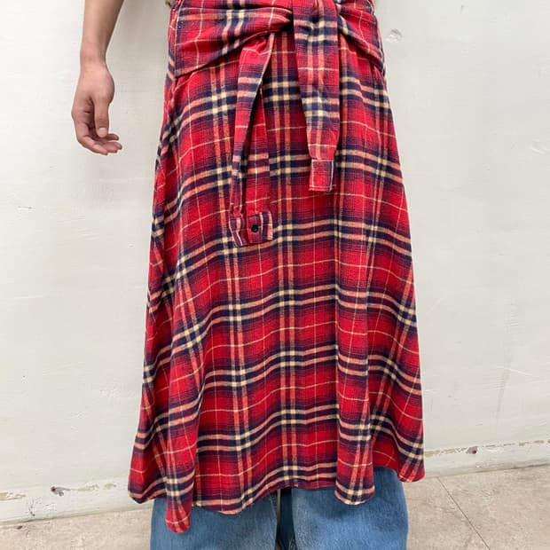 tartan checkered red strap skirt 
