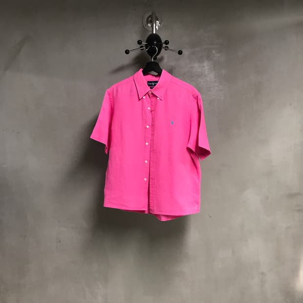 폴로 랄프로렌 린넨 반팔 셔츠 핑크 L