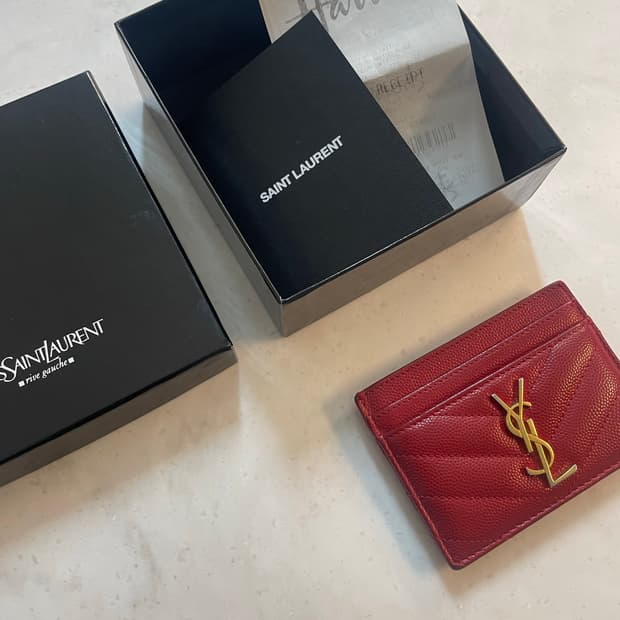 입생로랑 마틀라세 카드지갑 레드 정품