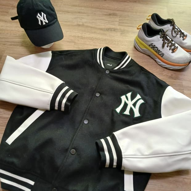 MLB 베이직 바시티 모직 울 가죽 누빔 야구잠바 패딩 자켓