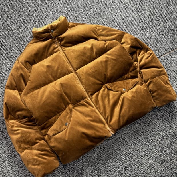 프리즘웍스 아메카지 벨벳 구스다운 푸퍼 패딩 브라운 1973