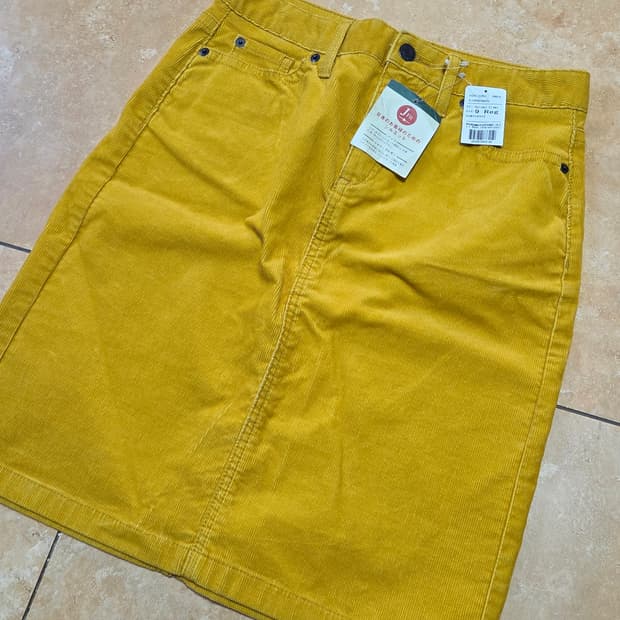 [새상품]L.L.Bean 엘엘빈 코듀로이 스커트 머스타드 허리단면37