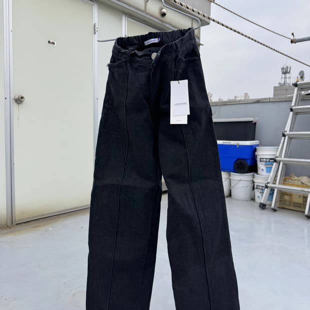 스트링 데님 팬츠 블랙