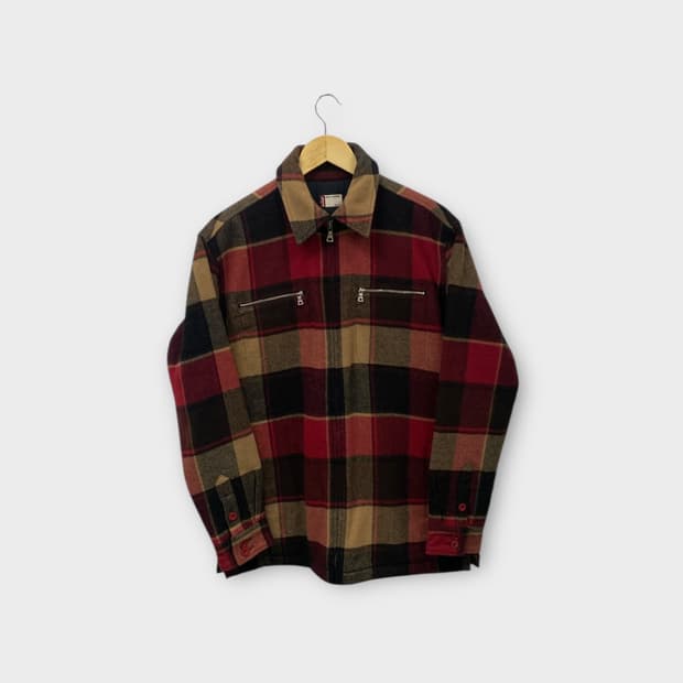 리바이스 울 블렌드 체크 자켓 블루종 M 