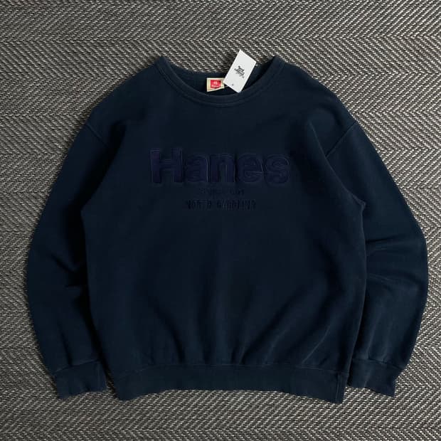 00s 헤인즈 빅로고 빈티지 피그먼트 맨투맨o 3079