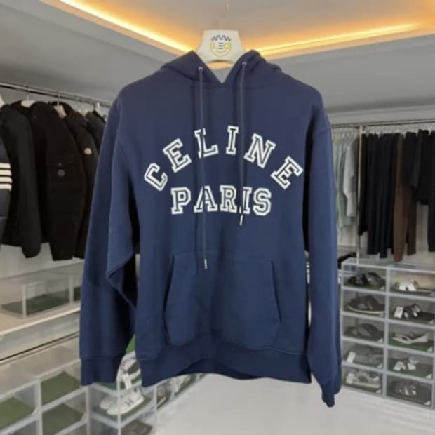 [당일배송] 셀린느 PARIS 로고 코튼 후드 네이비 S