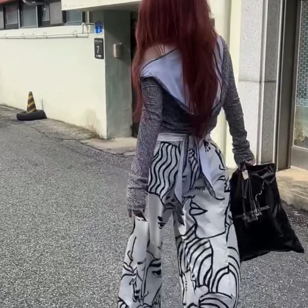 프린팅 패턴 팬츠 