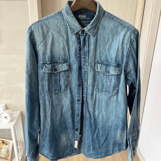 폴로 데님 셔츠 L 해군 디테일