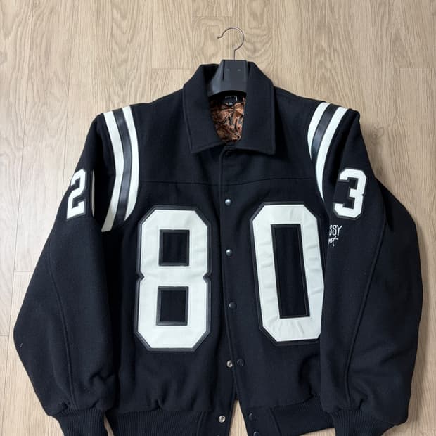 [XXL]스투시 80 울 바시티 자켓 블랙