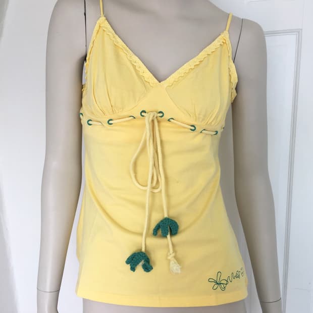 Miss Sixty Floral Crochet Yellow Cami