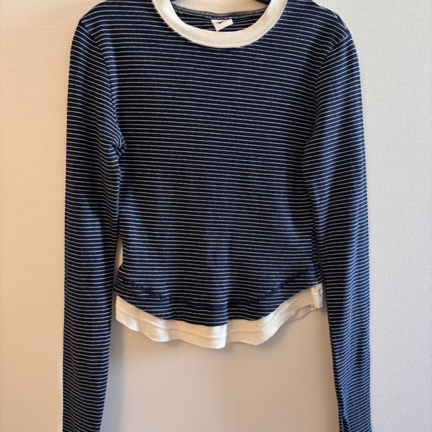 파르티멘토 우먼 스트라이프 더블레이어드 스판티셔츠 네이비