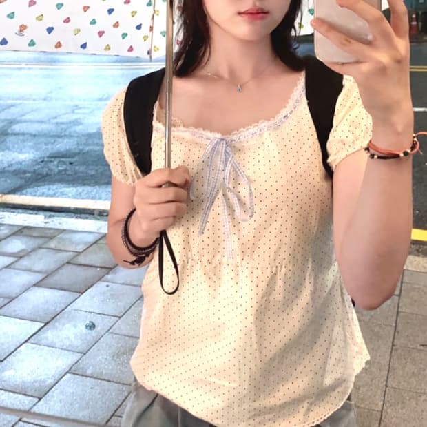 도트 블루 리본 t