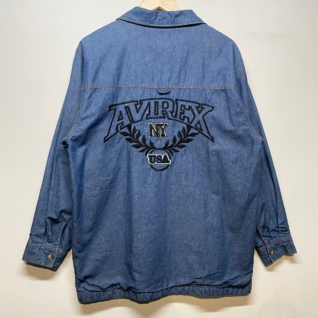 아비렉스 빅로고 데님 셔츠 자켓