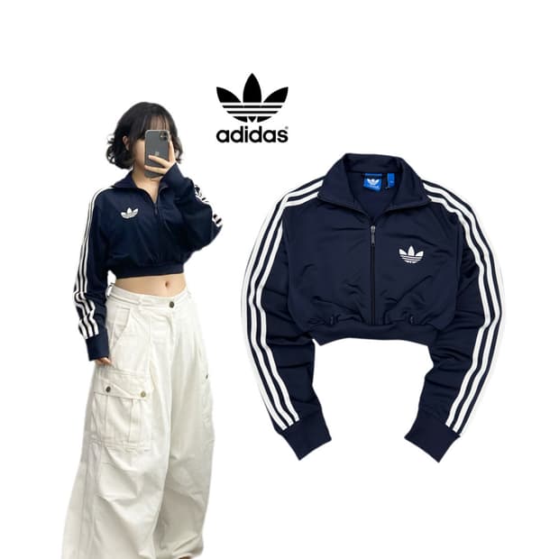 아디다스 크롭 구 파이어버드 트랙탑 져지 네이비