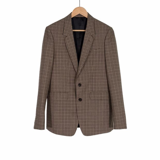 [38] 셀린느 22ss 여성 톰보이 울 깅엄 체크 블레이저 자켓 브라운