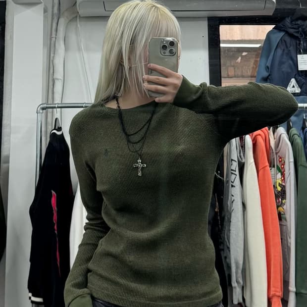 폴로 랄프로렌 카키 와플 롱슬리브