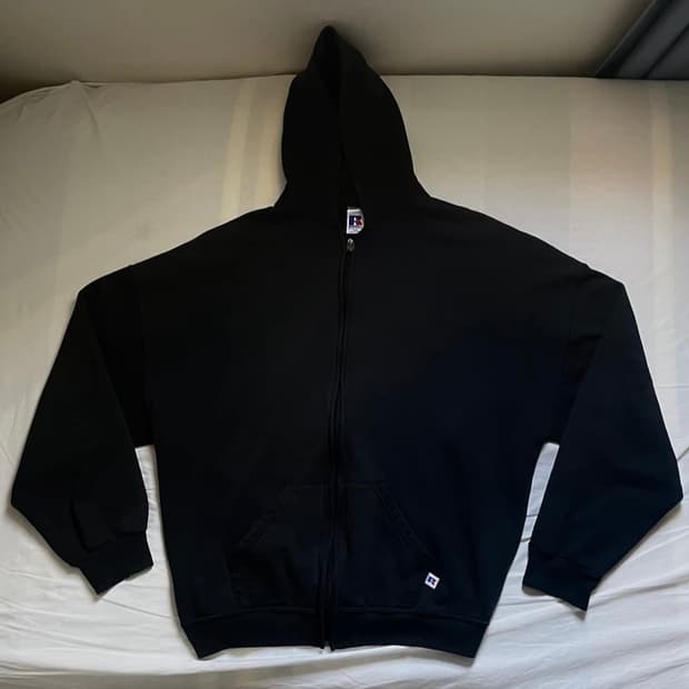90s 빈티지 러셀 후드집업 블랙