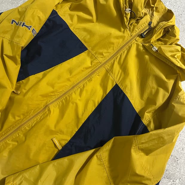 00s Nike 올드스쿨 옐로우 네이비 배색 후드 바람막이