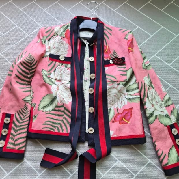 구찌 플라워 트위드 자켓